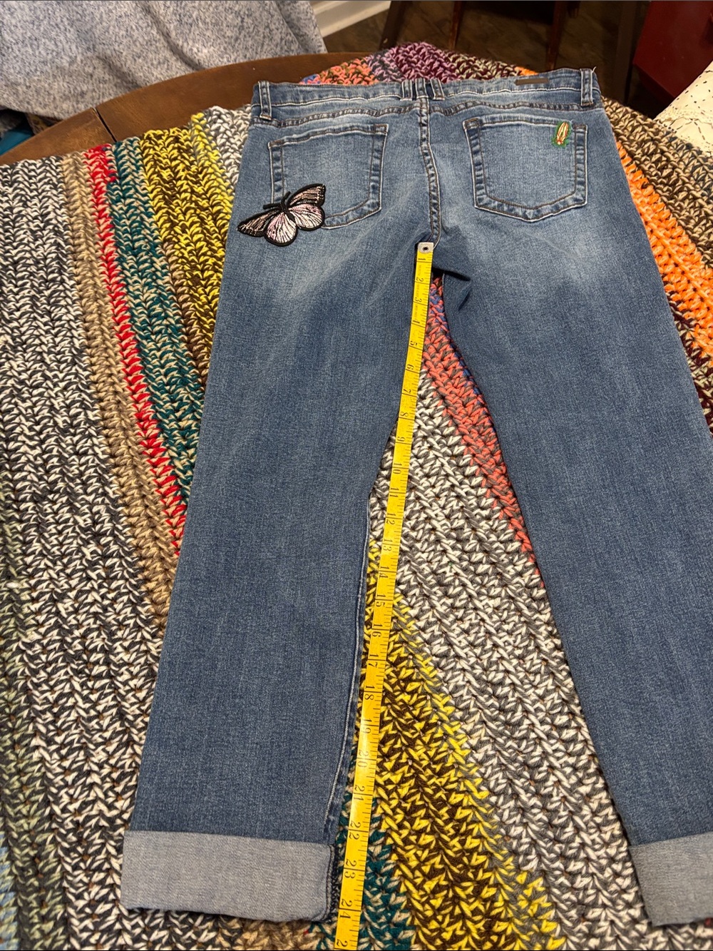 KUT from the kloth- Blue Embroidered Hummingbird & Rose Jeans Sz 6 - Picture 9 of 10